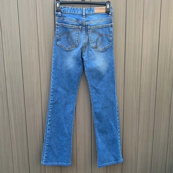 Fiorucci High Rise  Medium Wash Whiskering & Fading Slightly Flare Jeans sz 24 - Picture 7 of 16